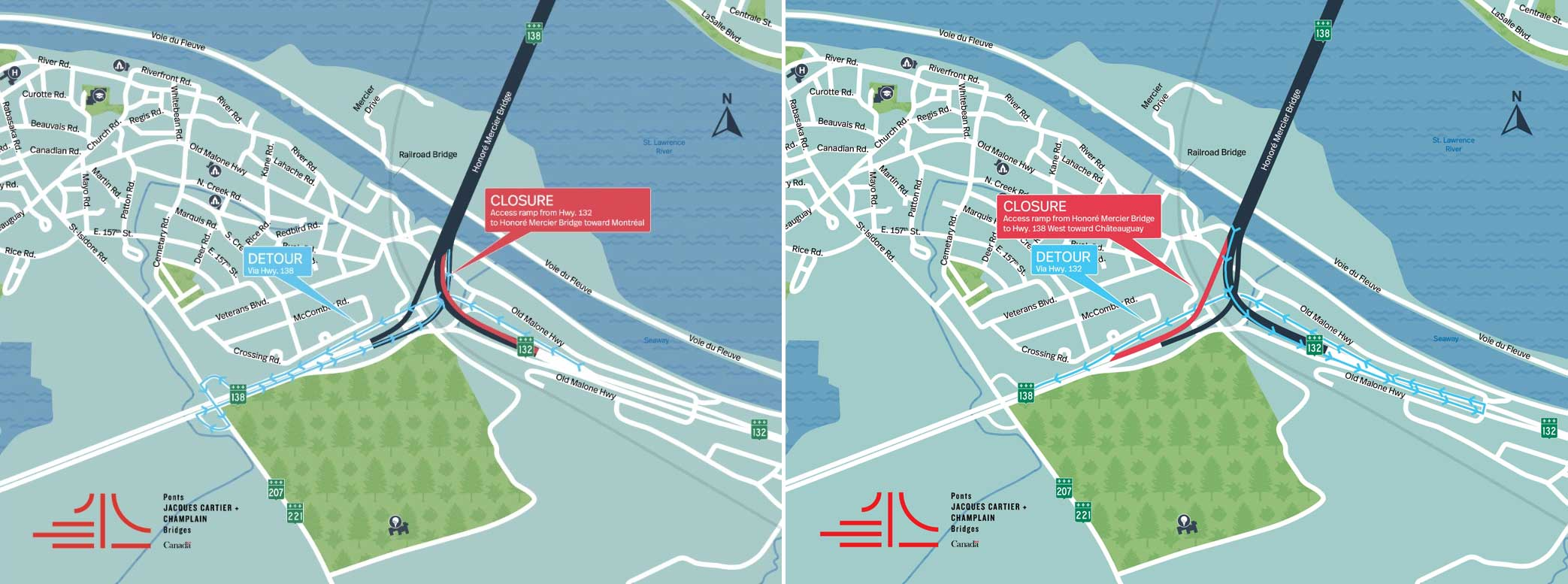 Mercier Bridge overnight ramp closures