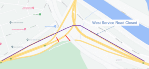 Route 132/138 West Service Road closure