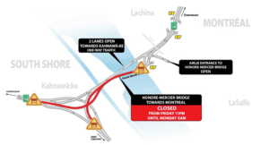 Montreal bound Mercier Bridge closed this weekend