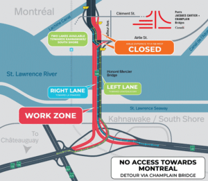 Montreal bound Mercier Bridge closed again this weekend